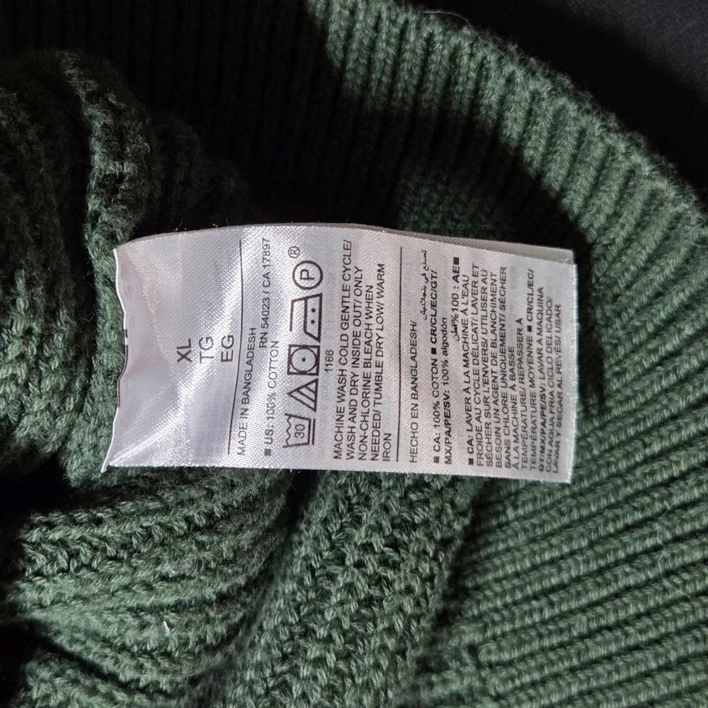 Old Navy Crewneck Sweater Mens XL Green LS Better Crew Cotton Knit